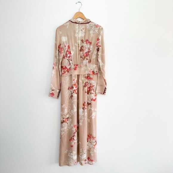 Zara Limited Edition Blogger Favorite 2022 Pale Pink Watercolor Floral Flowy Max - Picture 3 of 15